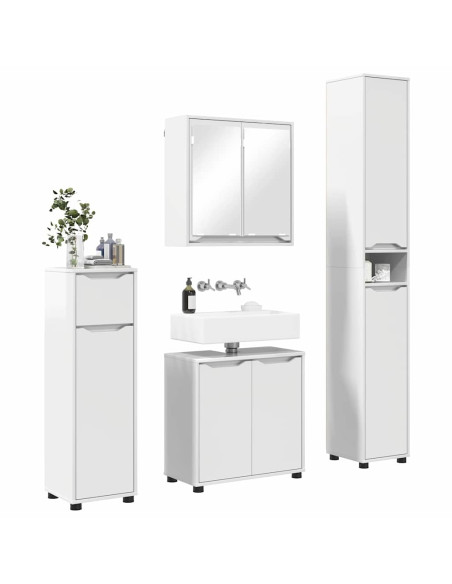 Set di mobili per il bagno con cassetto 4 pcs Bianco Lucido