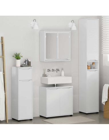 Set di mobili per il bagno con cassetto 4 pcs Bianco Lucido