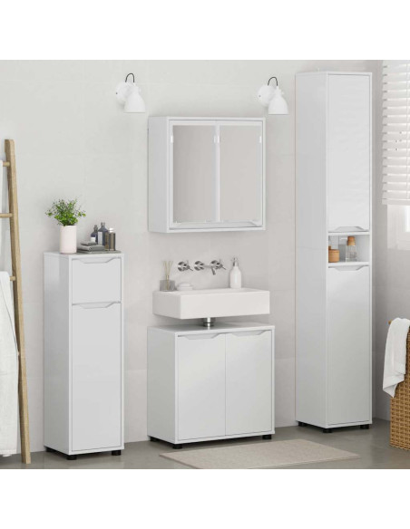Set di mobili per il bagno con cassetto 4 pcs Bianco Lucido