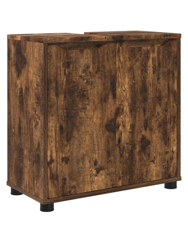 Set di mobili per il bagno 4 pcs Rovere fumé Legno multistrato