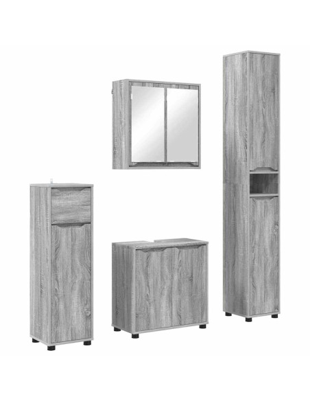 Set di mobili per il bagno con cassetto 4 pcs Grigio Sonoma