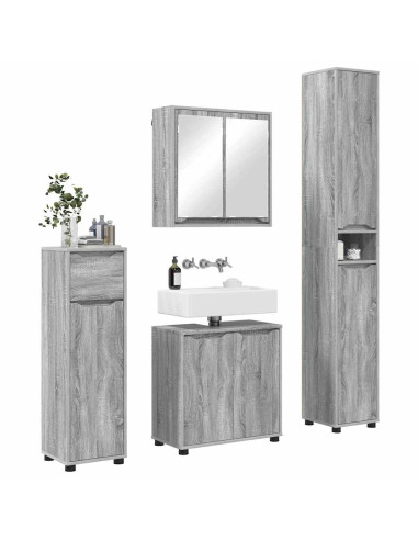 Set di mobili per il bagno con cassetto 4 pcs Grigio Sonoma