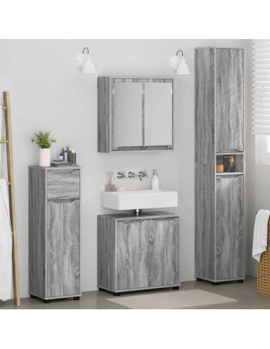 Set di mobili per il bagno con cassetto 4 pcs Grigio Sonoma