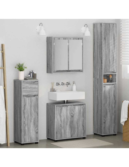 Set di mobili per il bagno con cassetto 4 pcs Grigio Sonoma