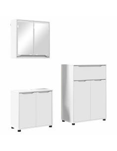 Set di mobili per il bagno 3 pcs Bianco Legno multistrato 2