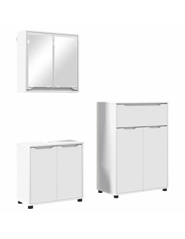 Set di mobili per il bagno 3 pcs Bianco Legno multistrato