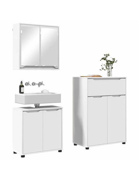 Set di mobili per il bagno 3 pcs Bianco Legno multistrato