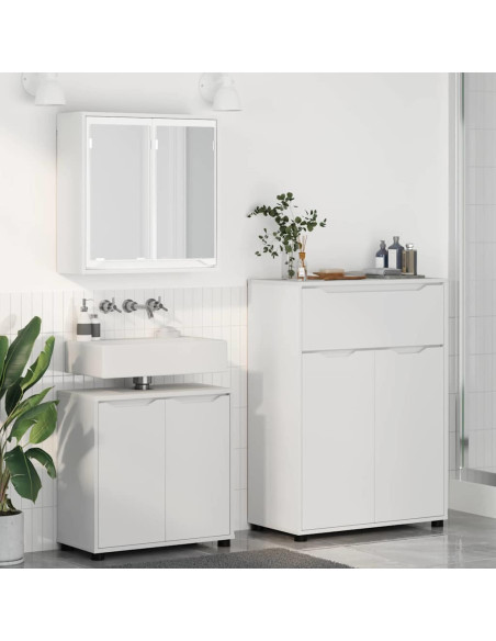 Set di mobili per il bagno 3 pcs Bianco Legno multistrato