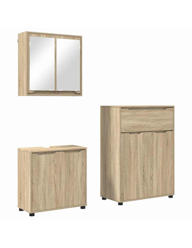 Set di mobili per il bagno con cassetto 3 pcs Rovere Sonoma