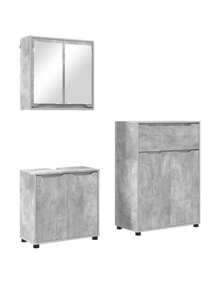 Set di mobili per il bagno con cassetto 3 pcs Grigio cemento