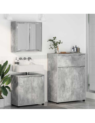 Set di mobili per il bagno con cassetto 3 pcs Grigio cemento