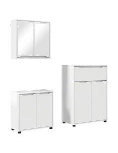 Set di mobili per il bagno con cassetto 3 pcs Bianco Lucido 2