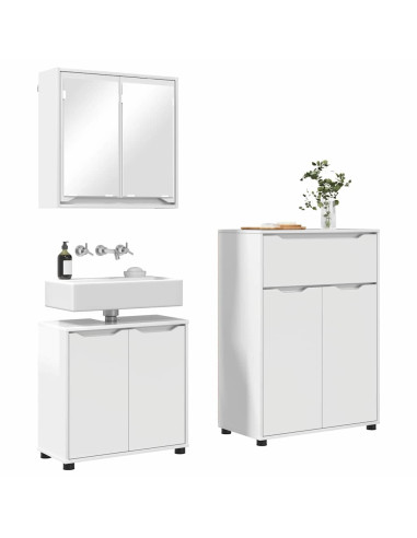 Set di mobili per il bagno con cassetto 3 pcs Bianco Lucido