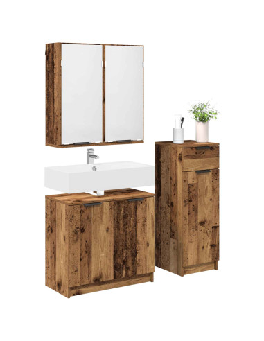 Set di mobili per il bagno con cassetto 3 pcs Legno vecchio