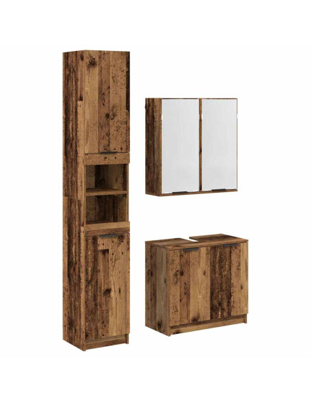 Set di Armadi da Bagno 3 pcs Legno vecchio Legno multistrato