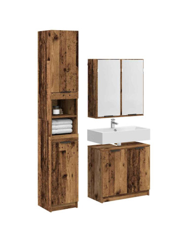 Set di Armadi da Bagno 3 pcs Legno vecchio Legno multistrato