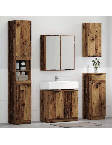 Set di Armadi da Bagno 3 pcs Legno vecchio Legno multistrato