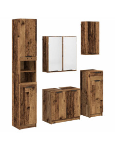 Set di mobili per il bagno con cassetto 5 pcs Legno vecchio 2