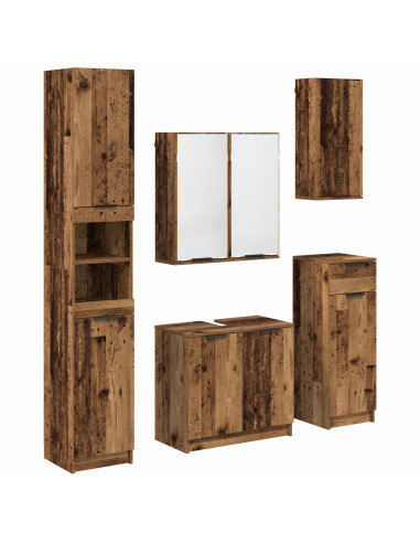 Set di mobili per il bagno con cassetto 5 pcs Legno vecchio