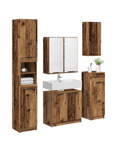 Set di mobili per il bagno con cassetto 5 pcs Legno vecchio