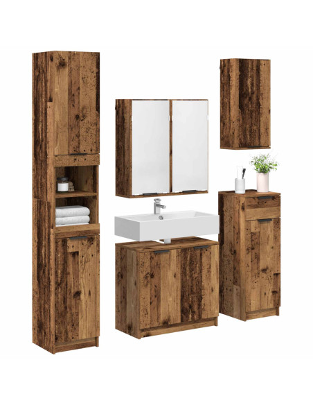 Set di mobili per il bagno con cassetto 5 pcs Legno vecchio