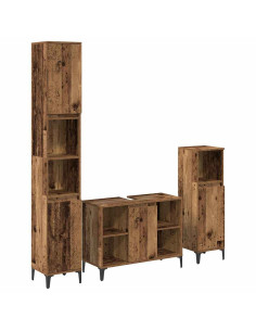 Set di mobili per il bagno con lo scaffale 3 pcs Legno vecchio 2