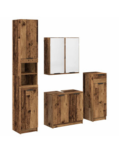 Set di mobili per il bagno con cassetto 4 pcs Legno vecchio 2