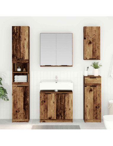 Set di mobili per il bagno con cassetto 4 pcs Legno vecchio