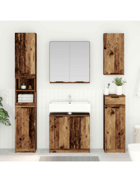 Set di mobili per il bagno con cassetto 4 pcs Legno vecchio