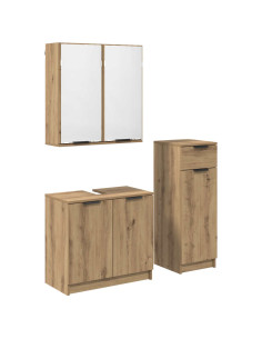 Set di mobili per il bagno con porta 3 pcs Rovere artigianale 2