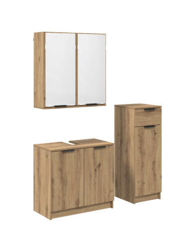 Set di mobili per il bagno con porta 3 pcs Rovere artigianale