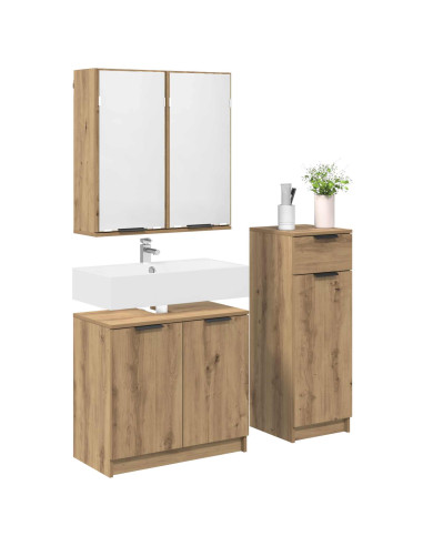 Set di mobili per il bagno con porta 3 pcs Rovere artigianale