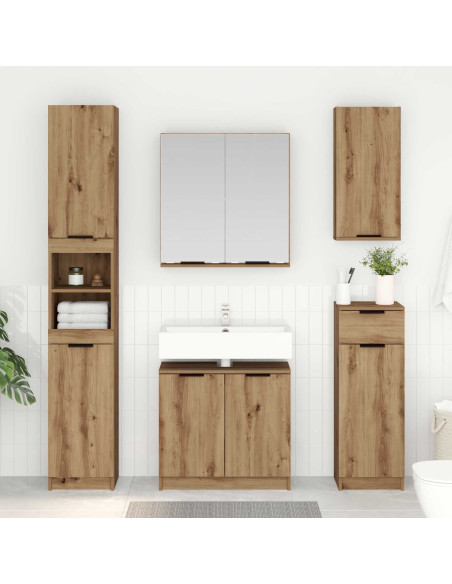 Set di mobili per il bagno con porta 3 pcs Rovere artigianale