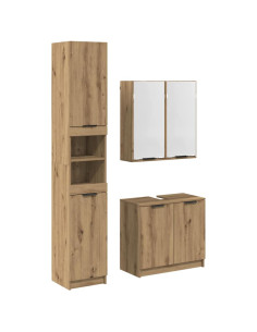Set di Armadi da Bagno con lo scaffale 3 pcs Rovere artigianale 2