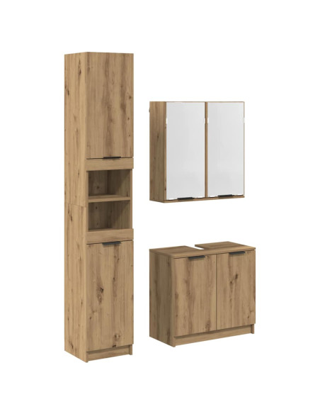 Set di Armadi da Bagno con lo scaffale 3 pcs Rovere artigianale