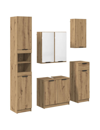 Set di mobili per il bagno con porta 5 pcs Rovere artigianale