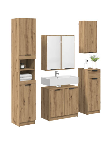 Set di mobili per il bagno con porta 5 pcs Rovere artigianale