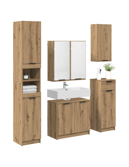 Set di mobili per il bagno con porta 5 pcs Rovere artigianale
