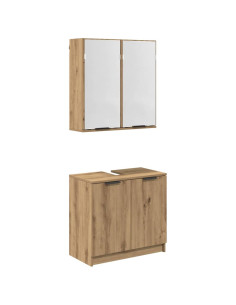 Set di Armadi da Bagno Rovere artigianale Legno multistrato 2