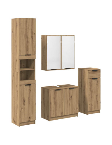 Set di mobili per il bagno con porta 4 pcs Rovere artigianale
