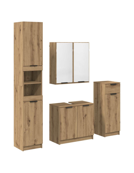 Set di mobili per il bagno con porta 4 pcs Rovere artigianale