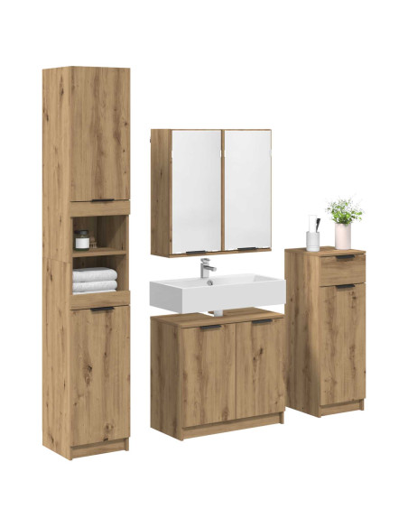 Set di mobili per il bagno con porta 4 pcs Rovere artigianale
