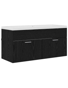 Mobile da Bagno con porta Rovere Nero 100 x 38,5 x 46 cm 2