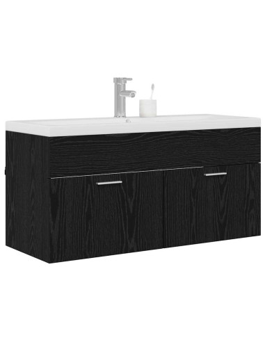 Mobile da Bagno con porta Rovere Nero 100 x 38,5 x 46 cm
