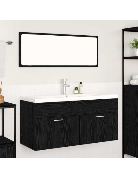Mobile da Bagno con porta Rovere Nero 100 x 38,5 x 46 cm