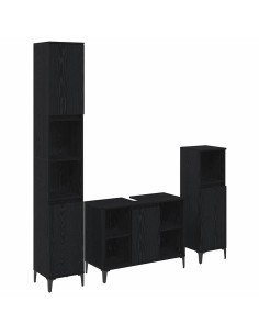 Set di mobili per il bagno 3 pcs Rovere nero Legno multistrato 2