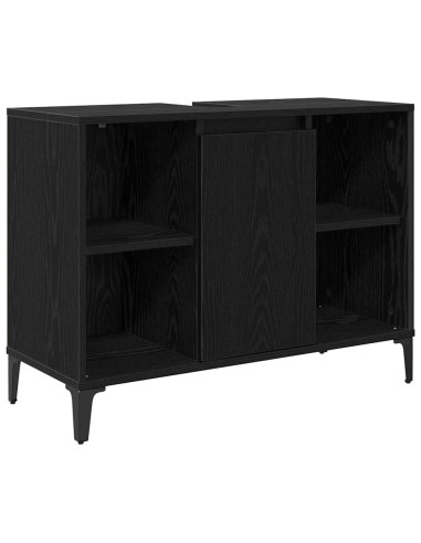 Set di mobili per il bagno 3 pcs Rovere nero Legno multistrato