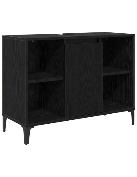 Set di mobili per il bagno 3 pcs Rovere nero Legno multistrato