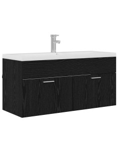 Mobile da Bagno con porta Rovere Nero 100 x 38,5 x 46 cm 2
