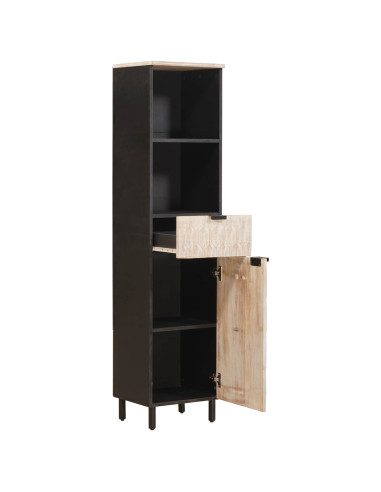 Mobile da Bagno con lo scaffale Nero e Bianco 38 x 33 x 160 cm